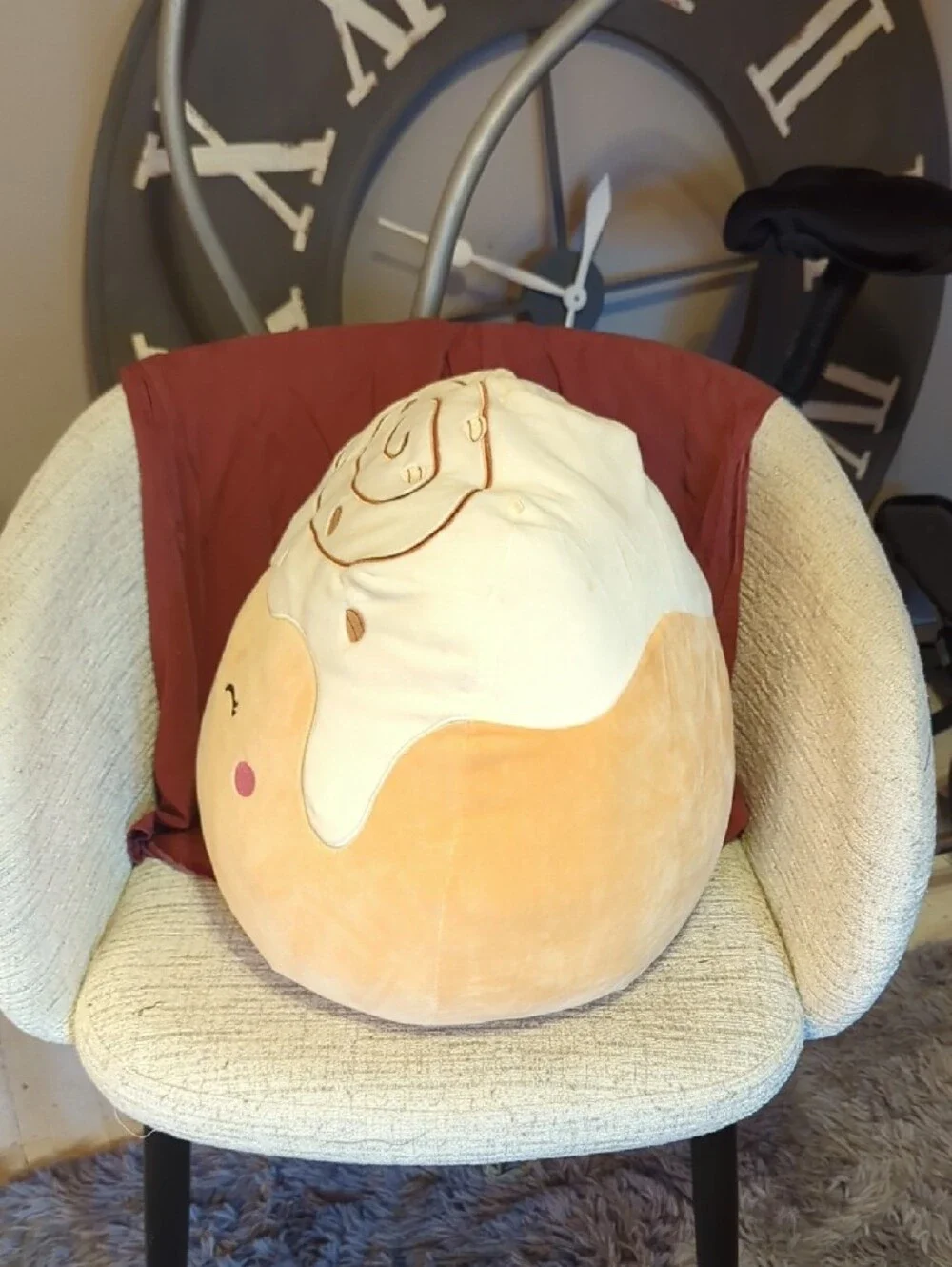 Squishmallows Cinnamon Roll Pillow - Cream, Tan & Pink Accent